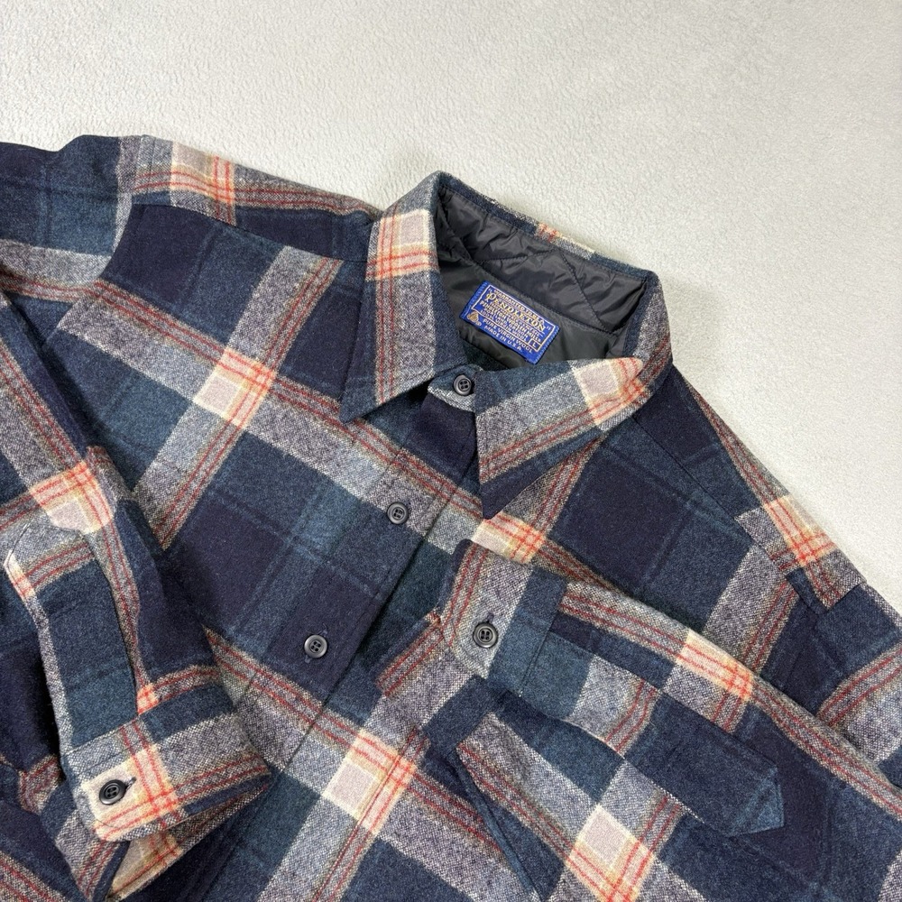Vintage Pendleton Men's Large 100% Pure Virgin Wool Plaid Flannel Made in USA